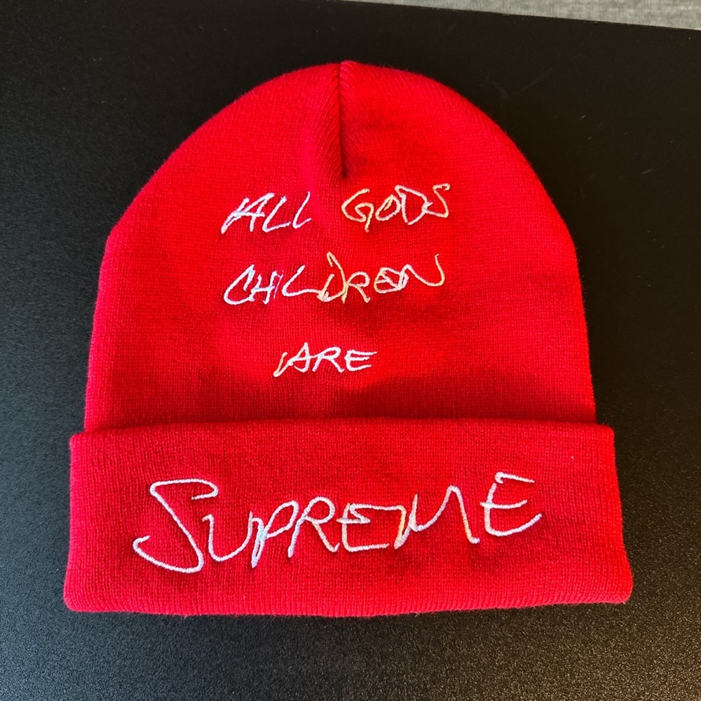 Supreme Red Beanie (all gods children edition).